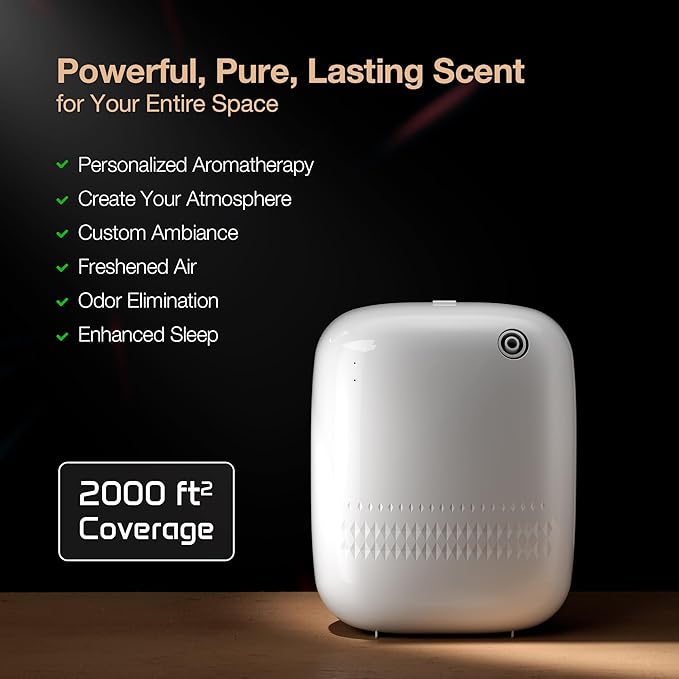 Airversa Waterless Essential Oil Diffuser (400 mL Capacity) Starter Kit 200mL Fragrance Scent Oils, Up to 2000 sq ft Aromatherapy Smart Scent Air Machine for Home, Large Room, Office, ANW Kit White - Bloomnest