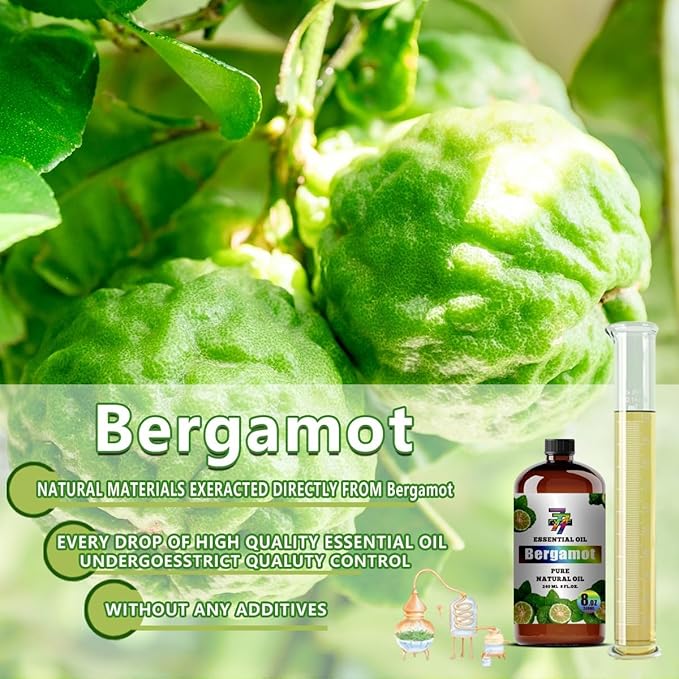 Bergamot Essential Oil (8 oz / 240 ml) – Bergamot Oils for diffusers, humidifiers, Home Baths, Cleaning Products, Yoga, DIY Soaps and DIY Scented Candles - Bloomnest