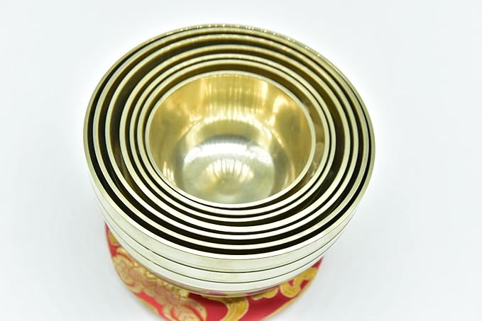 Set of 7 Chakra singing bowl- All in one- Handmade, healing bowls from Nepal-Meditation Bowl,Healing, Great for Meditation, Yoga, Sound Bath, Mindfulness, Relaxation ~ Cushion, Wooden Mallet
