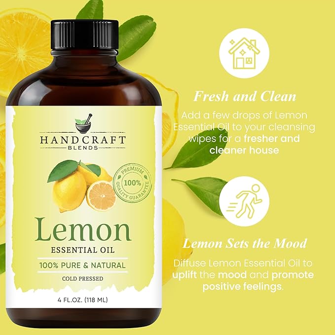 Handcraft Blends Lemon Essential Oil – Huge 4 Fl Oz – 100% Pure and Natural – Premium Grade Essential Oil for Diffuser and Aromatherapy, Skin, Massage, Candle and Soap Making Fragrance - Bloomnest