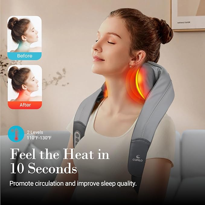 Neck Massager with Heat, Cordless Deep Shiatsu Massage for Neck and Shoulder, Massager for Relieving Muscle Pain and Relaxation, Gifts for Her Him Women Men - Bloomnest