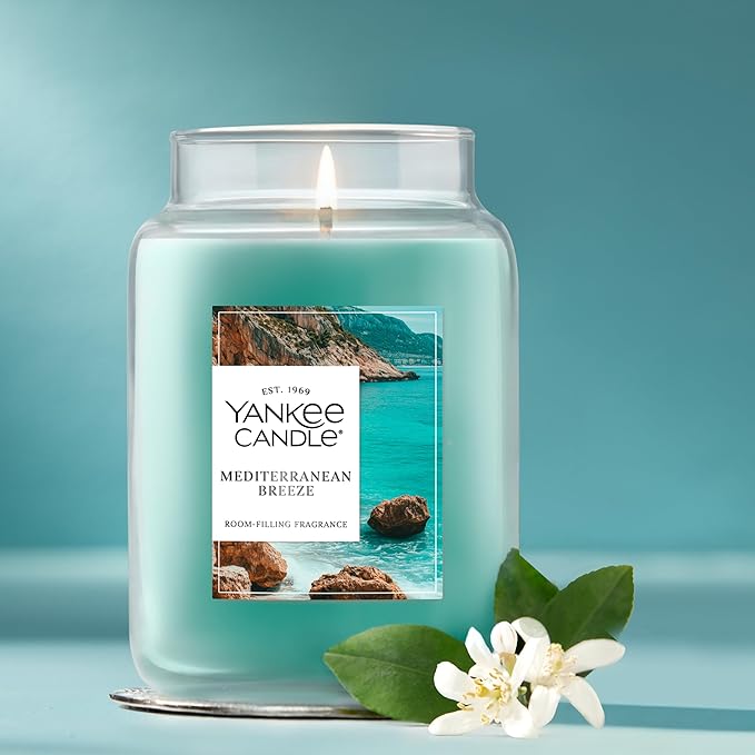 Yankee Candle Mediterranean Breeze Scented Candle, 22oz Large Jar with up to 150 Hour Burn Time, Giftable - Bloomnest