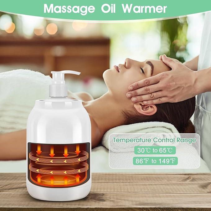 Gugxiom Massage Oil Warmer, LED Display Single Bottle Lotion Heater, Temperature Control Massage Table Warmer with 2 Oil Bottles, for Lotion Cream Massage Oil (US Plug) - Bloomnest