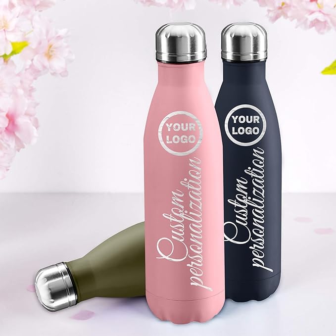 200 Pack USA Custom Water Bottle, 17oz Personalized Sport Water Tumbler, Stainless Steel Material, Leak-Proof, insulation, Customizabne Name, Suitable for Travel Holiday Gift for Women - Bloomnest