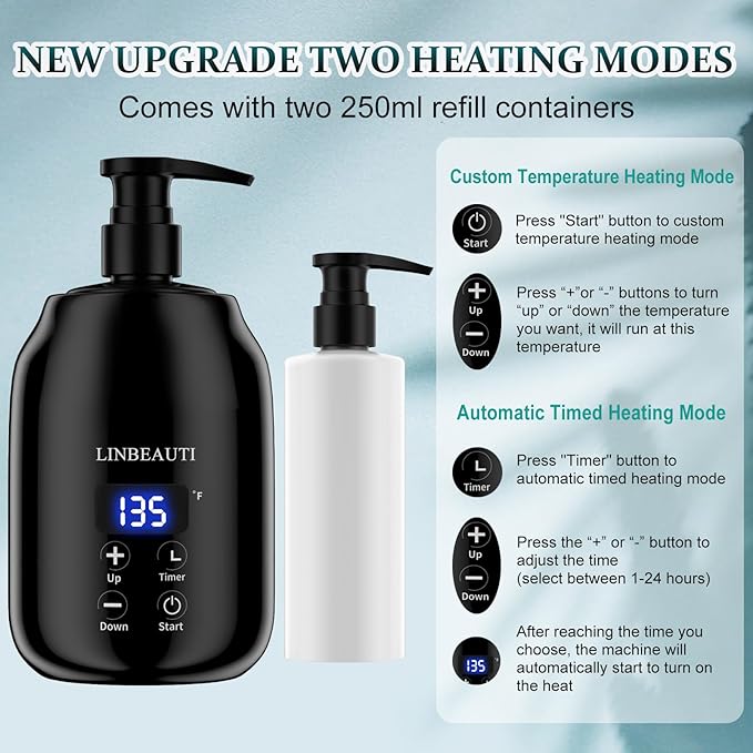 Massage Oil Warmer with Two Oil Bottle Dispenser, Lotion Bottle Warmer Dispenser Heater, Smart Touch Key Electric Warm Lotion Dispenser, Lube Gel Cream Warmer for Home Pro Salon Spa Massage (black) - Bloomnest