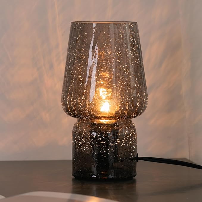 Mushroom Lamp,Mother's Day Gifts,Small Table Lamp,Cute Nightstand Kitchen Mini Lamp,Glass Table Lamp,Suitable for Bedrooms, Kitchens, Living Rooms, Bedside, Girl Gifts(Black) - Bloomnest
