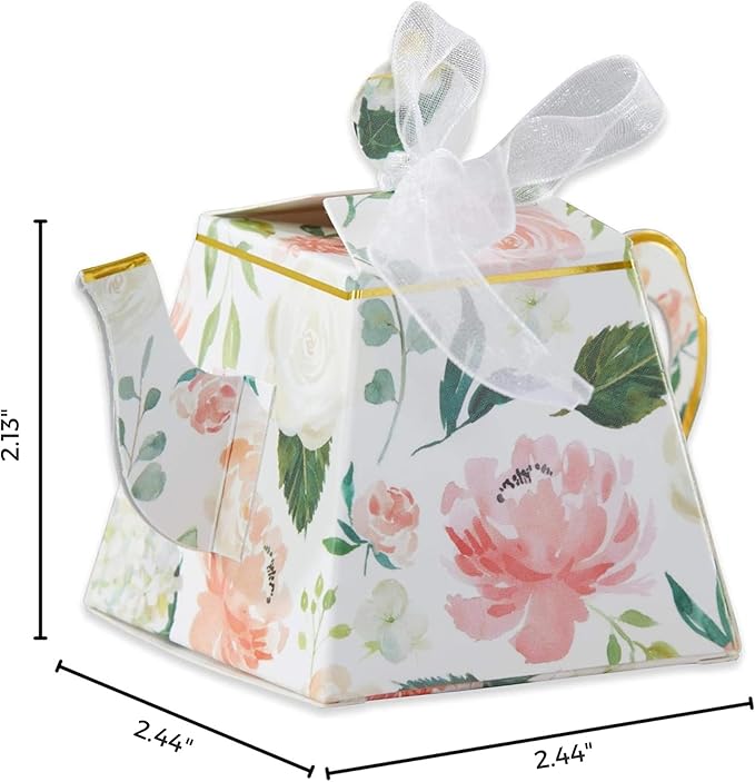 Kate Aspen Vintage Floral Tea Party Teapot Favor Boxes (Set of 24) - Perfect for Wedding Favors For Guests, Bridal Showers Brunches, Baby Showers, Birthdays - Bloomnest