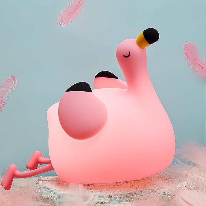 Flamingo Night Light for Kids,Pink Flamingo Gift, Silicone LED Squishy Animal Lamp,Dimmable/Timer Nursery Nightlight for Baby, Rechargeable Touch Bedside Lamp, Bedroom/Dorm Decor,Girls Gifts - Bloomnest