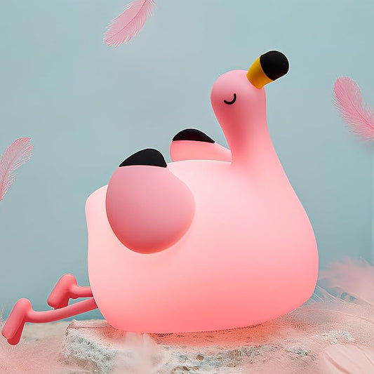 Flamingo Night Light for Kids,Pink Flamingo Gift, Silicone LED Squishy Animal Lamp,Dimmable/Timer Nursery Nightlight for Baby, Rechargeable Touch Bedside Lamp, Bedroom/Dorm Decor,Girls Gifts - Bloomnest