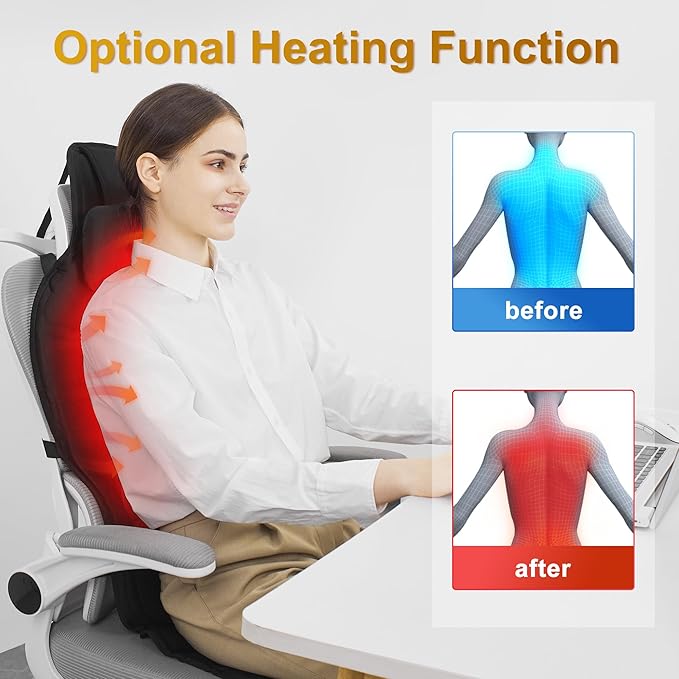 Back Massager with Heat for Pain Relief Deep Tissue, Portable Chair Massager Seat Cushion with Vibration Massage, Back Massage Chair Pad with Optional Cooling, Gifts for Dad Men Women Home Office Use - Bloomnest