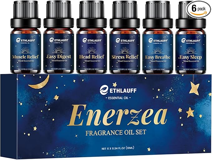Essential Oil Blends, Essential Oils for Diffusers for Home, Relax Fragrance Oils Kit- Stress Relief, Sweet Dreams, Head Relief, Relax, Immunity for Aromatherapy, Humidifiers, Massage, 6x10ml - Bloomnest