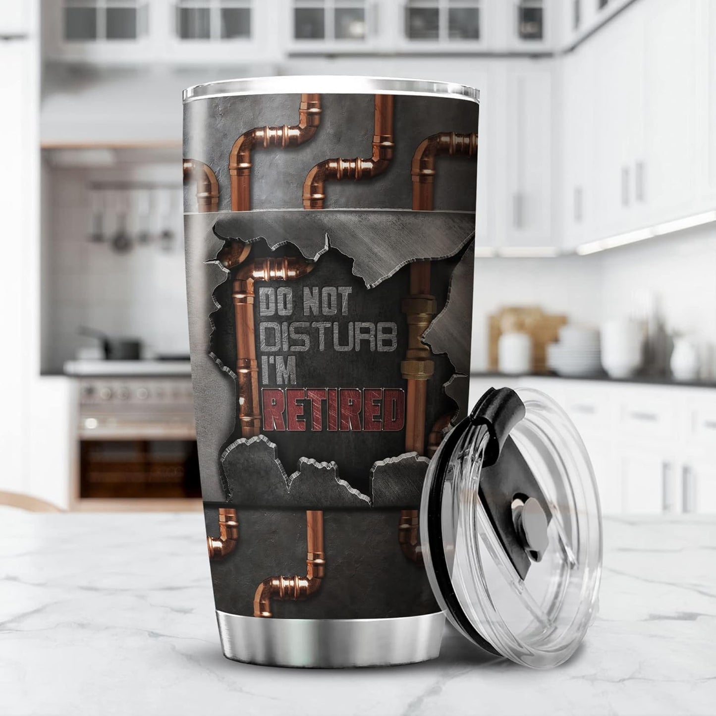 Do Not Disturb Im Retired Plumber Gifts For Men Stainless Steel Tumbler 20 Oz Funny Gag Gift For Husband Retirement Things For Plumbers Insulated Cup Plumbing Themed Gifts