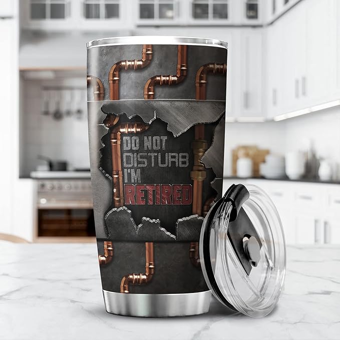 Do Not Disturb Im Retired Plumber Gifts For Men Stainless Steel Tumbler 20 Oz Funny Gag Gift For Husband Retirement Things For Plumbers Insulated Cup Plumbing Themed Gifts - Bloomnest