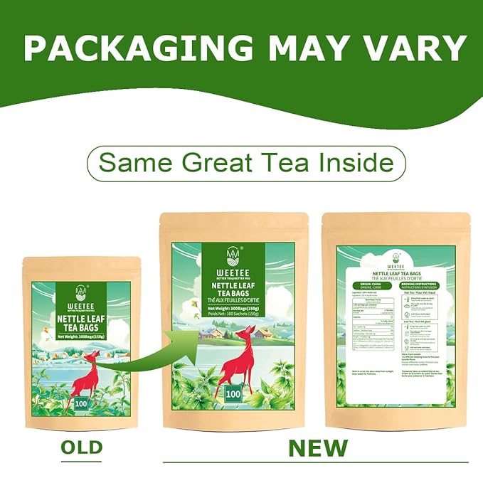 WT WEETEE Nettle Leaf Tea Bags, Made with 100% Pure Stinging Nettle Leaf, Natural Caffeine-free Herbal Tea Rich in Vitamins & Minerals,1.5g x 100 Counts - Bloomnest
