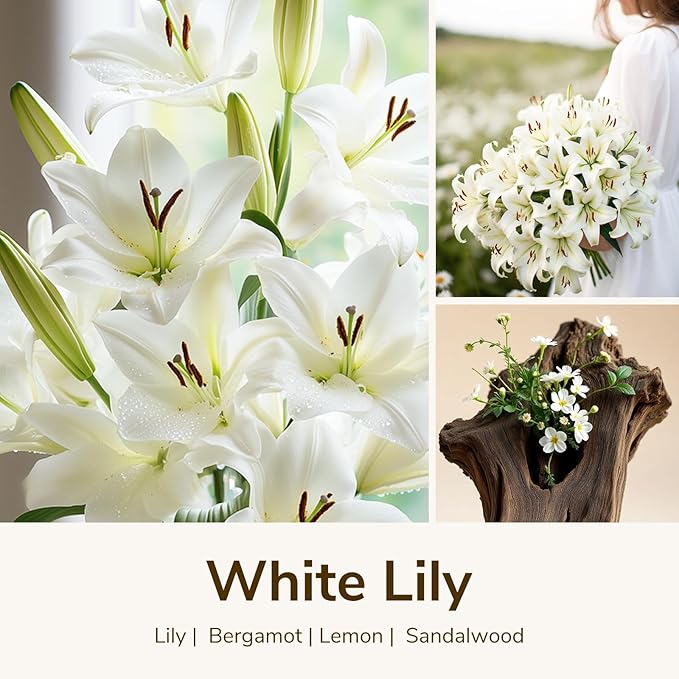 Goodpick Scented Candle White Lily, Soy Wax 22oz Long Burning 120H, Fresh Floral Citrus & Woody Musk, Home Aromatherapy Candles - Bloomnest