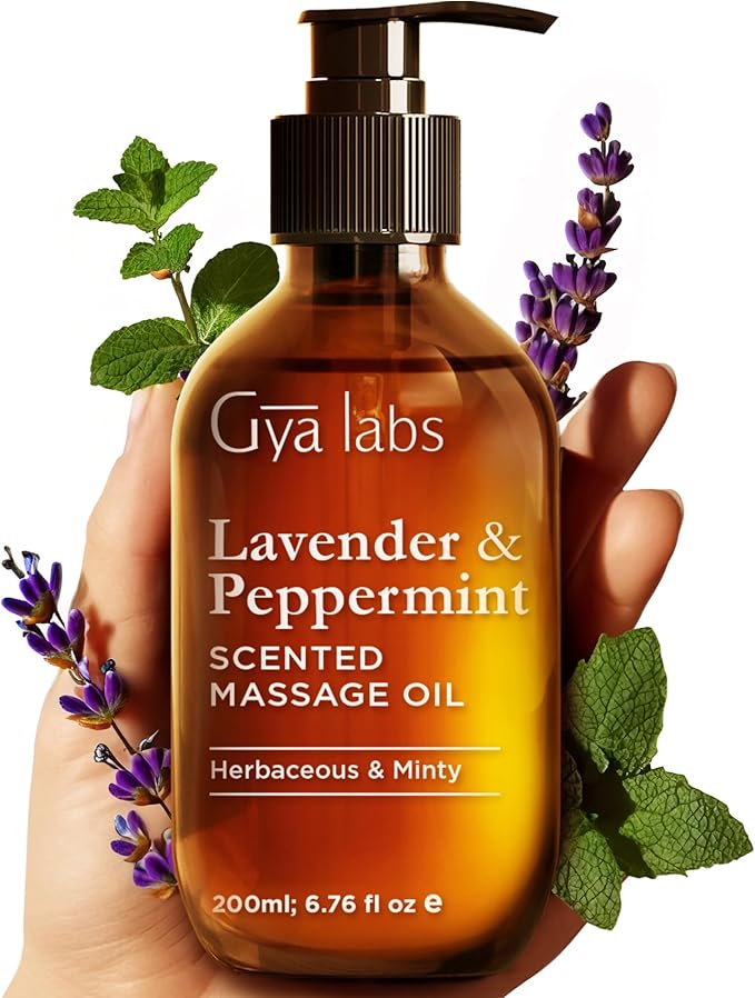 Gya Labs Lavender & Peppermint Massage Oil - 6.76 Fl Oz - Non-Greasy Formula for Sore Muscles, Deep Relaxation & All Skin Types - Suitable for Men & Women - Bloomnest