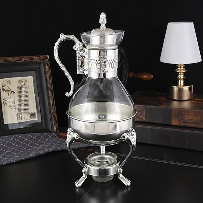 Vintage Turkish Coffee Pot Set, Decorative Glass Teapot Set, Heatable Glass Tea Kettle with Lid and Cup, Turkish Tea Set for Home Tea Party, Milk, Coffee, Hot Cold Tea - Bloomnest