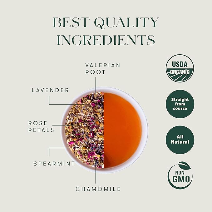 Luxmi Estates Valerian Dream Organic Valerian Root Tea (50 Tea Bags) Caffeine Free Tea For Sleep, Relaxing, Calming, and Stress Relief - Bloomnest