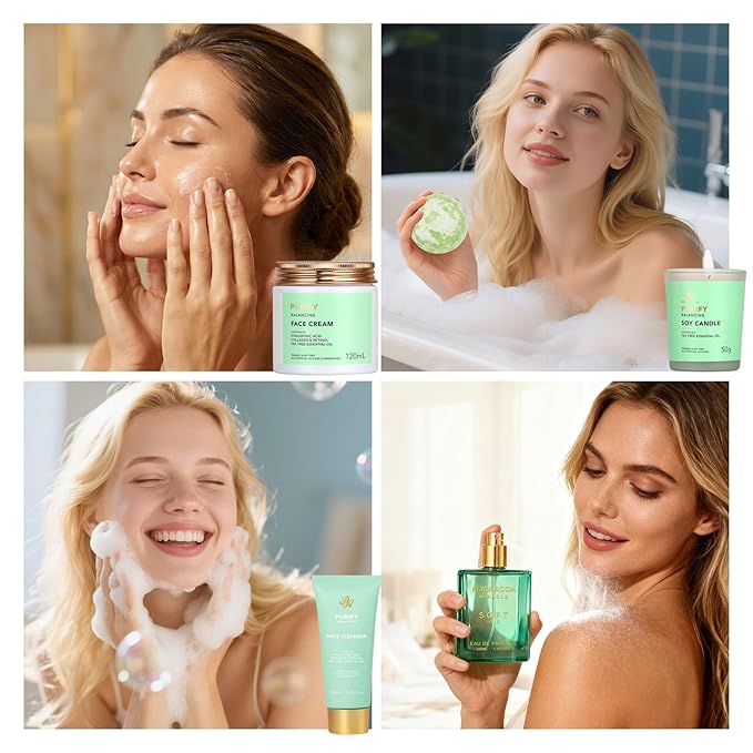 Valentines Day Gifts for Women, 25 Pcs Bath & Body Gift Set, Tea Tree Skin Care Kit, Spa Gift Basket, Self Care, Facial Sheet Mask, Toiletry Bag, Serum, Necklace, Christmas, Birthday, Mother's Day - Bloomnest