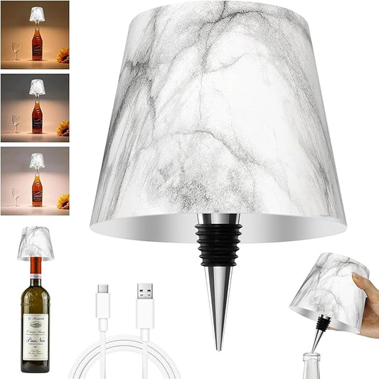 2025 New Bottle Lamp - LED Bottle Lights for Liquor & Wine Bottles, Cordless Lampshade, Whiskey Bottle Top Light, Bottle Stopper Night Light Kit, Rechargeable 3-Tone Touch-Dimmable - Bloomnest