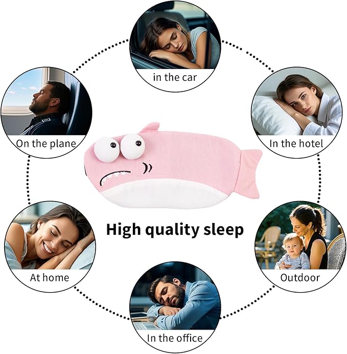 Cute Sleeping Mask, Shark Soft Fabric Sleep Mask Funny Cartoon Blindfold Novelty Eye Cover Eyeshade Shade for Women Kids Girls and Adult Travel (Pink+Blue Shark) - Bloomnest