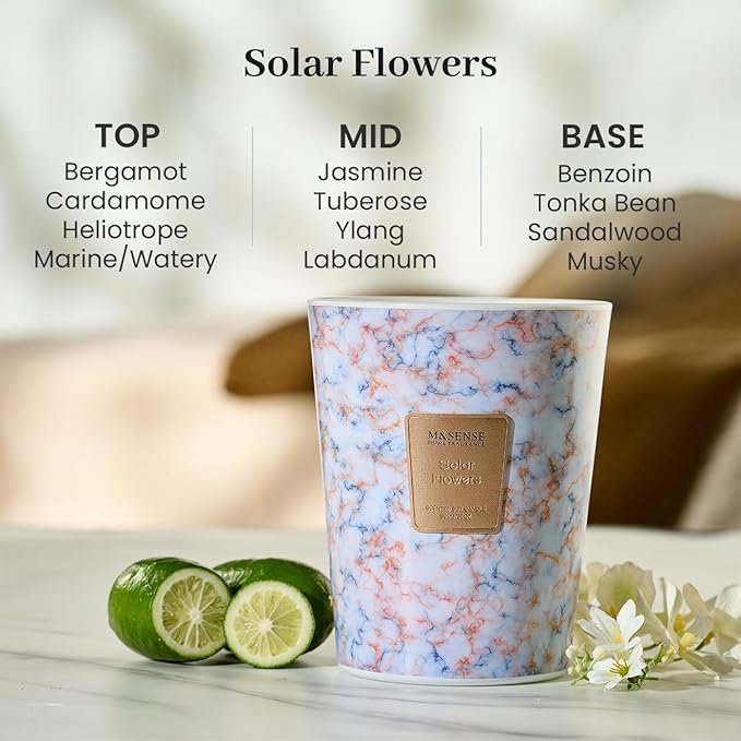 M&SENSE SolarFlowers Scented Candles for Home, 3-Wick Highly Scented Jar Candles, Extra Large Candle 35 Oz 150 Hours Long Lasting Burning, Relaxing Aromatherapy Candle for Stress Relief,Meditation - Bloomnest