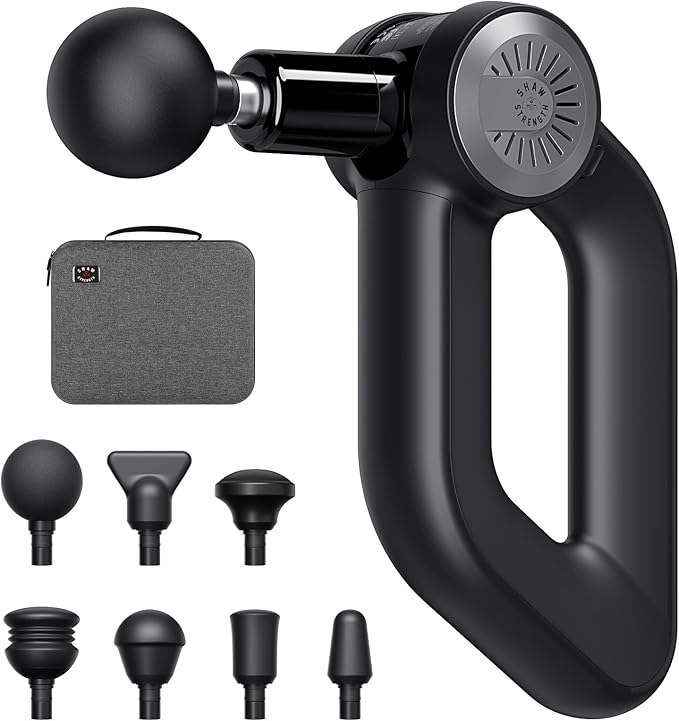 Shaw Strength S6 Pro Massage Gun Deep Tissue Percussion with 16mm Amplitude, Professional Muscle Massager Gun for Athletes Pain Relief, Handheld Massagers for Muscles, 7 Attachments - Bloomnest