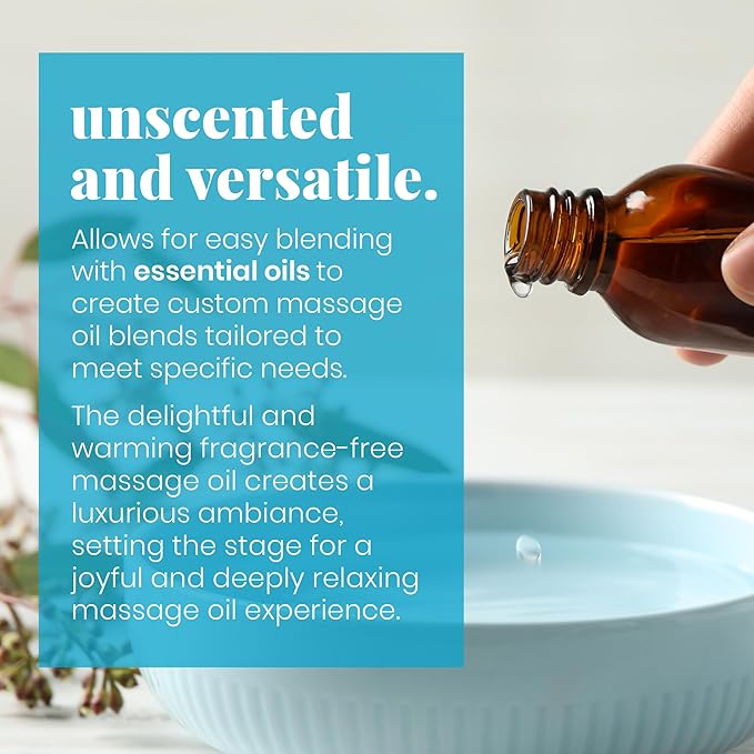 Skinsations - Unscented Massage Oil for Massage Therapy - 16oz | Fragrance-Free Body Oil for Sensitive Skin & Aromatherapy | Sweet Almond, Jojoba, Coconut & Grapeseed Oils - Bloomnest