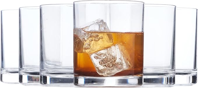US Acrylic Classic Clear Plastic Reusable Drinking Glasses (Set of 6) 12oz Rocks Cups | BPA-Free Tumblers, Made in USA | Top-Rack Dishwasher Safe - Bloomnest