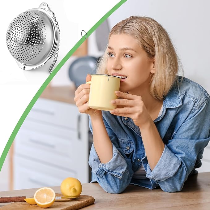 Numola 2Pcs Tea Ball Infuser - Locking Clasp Tea Strainer with Chain, Food Grade 304 Stainless Steel Loose Leaf Tea Steeper for Herbal/Green/Black Tea - Reusable Tea Infuser for Home, Office & Travel - Bloomnest