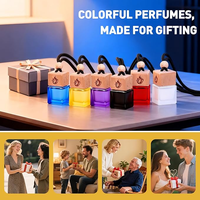 Car Air Freshener Hanging 2 Pack, Teakwood & Cashmere Fragrance Essential Oil Diffuser, Long Lasting Car Scent, Car Accessories for Women - Bloomnest