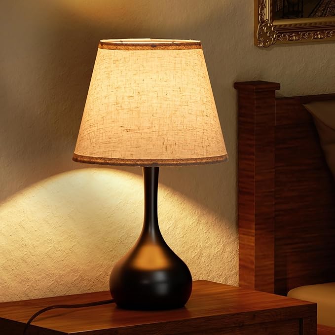 ONEWISH Touch Bedside Lamp Set of 2, Farmhouse 3-Way Dimmable Table Lamps for Nightstand with Fabric Shade, Desk Lamp for Reading, Bedroom, Livingroom, Office - Bloomnest