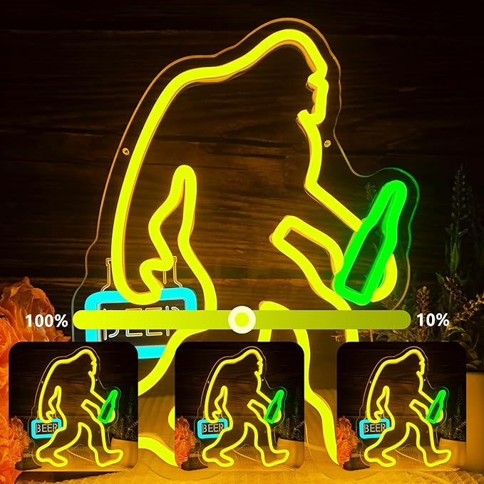 Bigfoot Neon Sign Dimmable Sasquatch Neon Sign Bigfoot neon Beer sign for Wall Decor Bigfoot Neon Light Up Sign for Bedroom Holiday Birthday Gifts for Friends Kids - Bloomnest