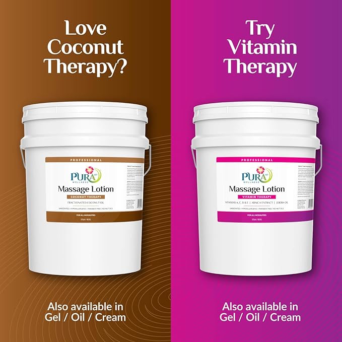 Coconut Therapy 5 Gallon Massage Lotion, Professional Deep Tissue, Natural Ingredients, Wellness Vitamin, Hydrating, Unscented for Physical Recovery, Muscle Relief, Non-Greasy - Bloomnest