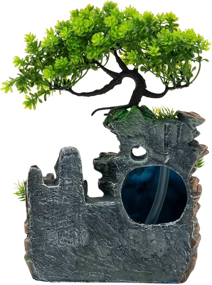 11-Inch Tabletop LED Waterfall Fountain with Atomizer – Quiet Resin Rockery Mist Humidifier for Bedroom, Office, Meditation or Gift Décor - Bloomnest