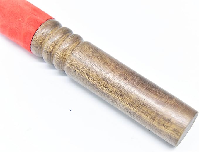Leather-Wrapped Singing Bowl Striker, 7 x 1 Inches, Singing Bowl Mallet, Gong Mallet (Red) - Bloomnest