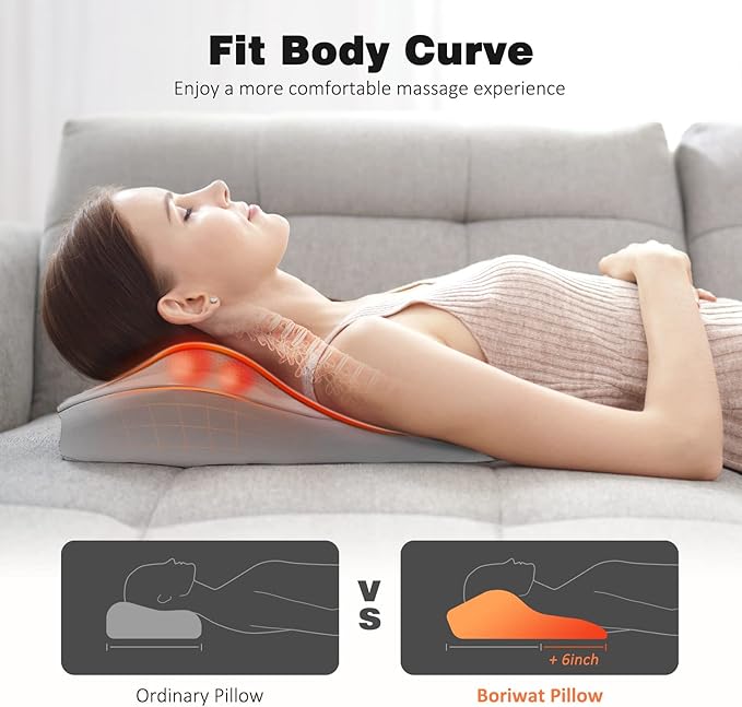 Boriwat Neck and Shoulder Massager with Heat, Shiatsu Massage Pillow with 3D Deep Tissue Kneading for Back Legs Foot Body Pain Relief,at Home Office Car, Gift for Mom & Dad - Bloomnest