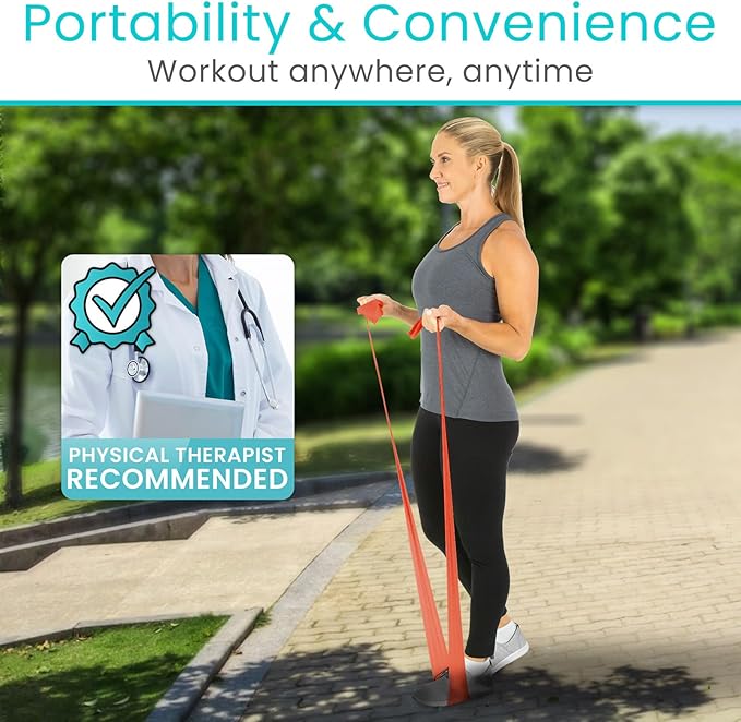 Vive Professional Resistance Bands - 25 Yard Non-Latex Roll for Physical Therapy, Lower and Upper Body Exercise Workout - Straight Elastic for Strength Training, Rehabilitation, Women, Men - Bloomnest