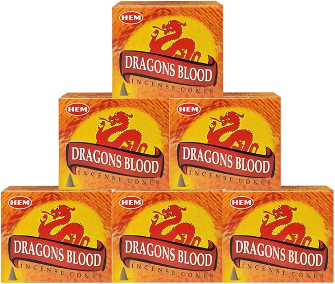 TRUMIRI Incense Cone Holder Bundle with Hem Dragons Blood Incense Cones - Pack of 6 (Approx 60 Cones) TRUMIRI