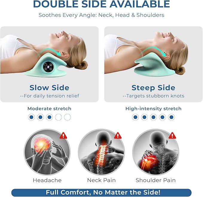 YOUKADA 2025 Upgarded Neck Massager, 3 in 1 Modes, Shoulder Relaxer, Neck Stretcher with Heat for Pain Relief, Ergonomic 26°Shoulder Massager, Portable for Car/Office/Home (Green) - Bloomnest