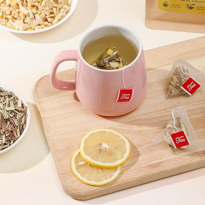 FullChea - Lemon Ginger Tea Bags, 50 Teabags - Pleasantly Spicy & Warming - Non-GMO - Caffeine-free - Support Healthy Digestion & Boost Immunity - Bloomnest