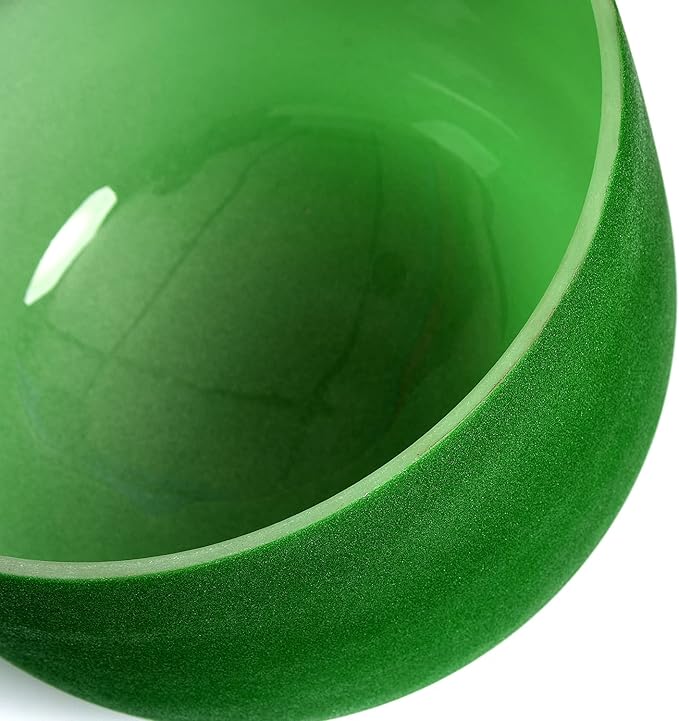 TERRITORY F Note Heart Chakra Green Colored Quartz Frosted Crystal Singing Bowl 8 inch - Bloomnest