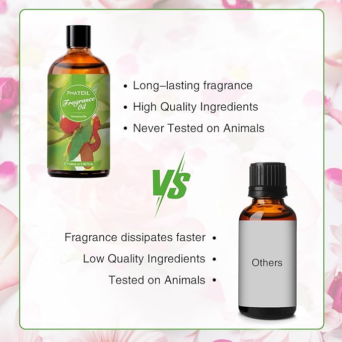 PHATOIL 3.38FL.OZ Honeysuckle Fragrance Oils for Aromatherapy, Essential Oils for Diffusers for Home, Perfect for Diffuser, DIY Candle and Soap Making, DIY Scented Products - 100ml - Bloomnest