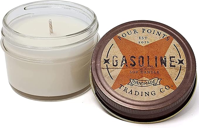 Gasoline Scented Candle 4 oz - Soy Aromatherapy Candle with Jar - Great Fun Gifts for Birthday, Anniversary, Christmas, New Year, House Warming and More - Four Points Trading Co. - Bloomnest