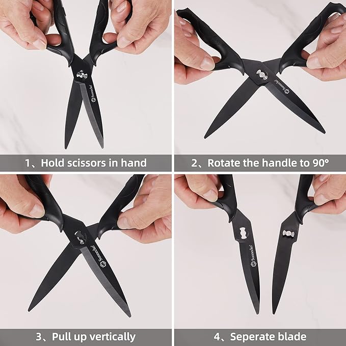 Sunnecko Kitchen Scissors All Purpose Heavy Duty Scissors Titanium Coated, Kitchen Shears for Food, Micro Serrated with Detachable Blades - Bloomnest