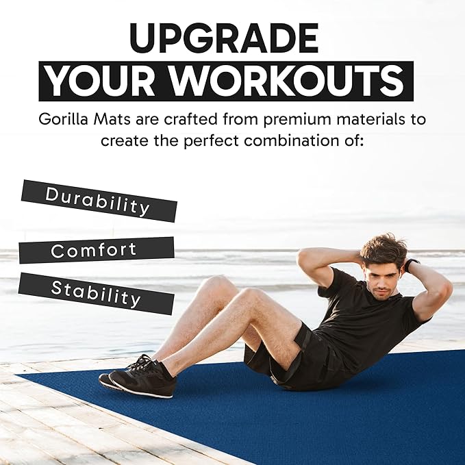 Gorilla Mats Premium Large Exercise Mat – 6' x 4' x 1/4" Ultra Durable, Non-Slip, Workout Mat for Instant Home Gym Flooring – Works Great on Any Floor Type or Carpet – Use With or Without Shoes - Bloomnest