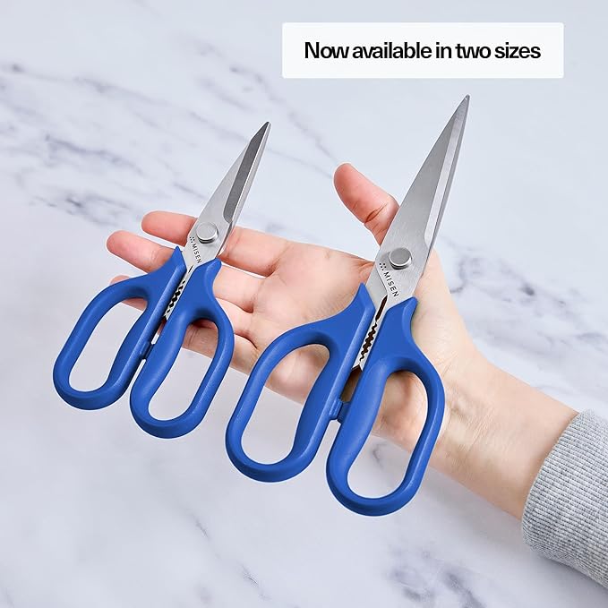 Misen Heavy Duty Kitchen Shears - Stainless Steel, Versatile and Easy Clean Scissors for Meat, Herbs and Veggies - Ambidextrous Comfort Handle - Professional Grade - Blue - Bloomnest