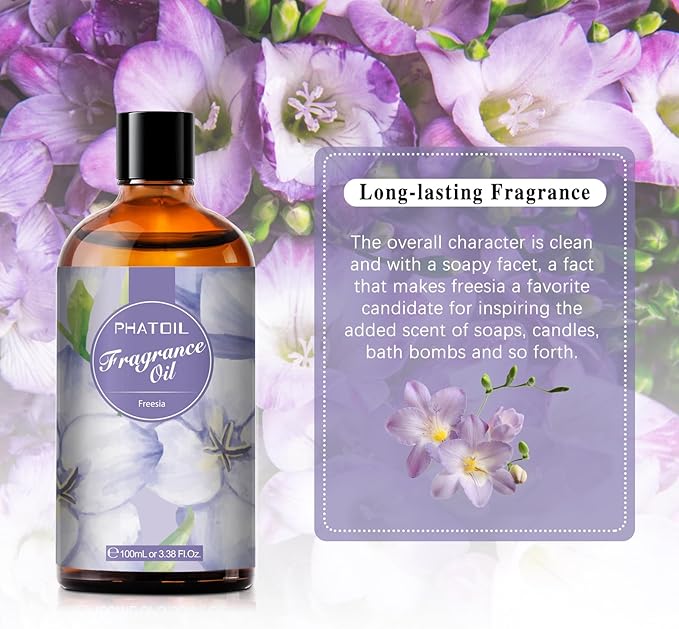 PHATOIL 3.38FL.OZ Freesia Fragrance Oils for Aromatherapy, Essential Oils for Diffusers for Home, Perfect for Diffuser, DIY Candle and Soap Making, DIY Scented Products - 100ml - Bloomnest