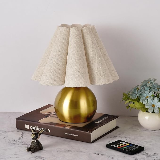 Rechargeable Crodless Small Table Lamp, Battery Operated Remote Control Gold Mini Table Lamps for Bedroom Nightstand, Cute Small Table Lamp for Small Spaces for Kitchen Counter, Bookshelf - Bloomnest
