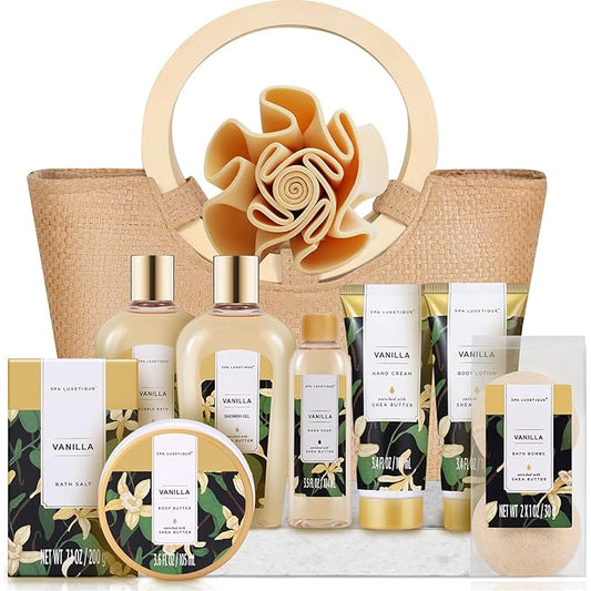 Spa Luxetique Spa Gift Baskets for Women - Vanilla Bath Set with Bubble Bath, Body Lotion Gift Set, Vanilla Spa Set, Birthday Woman Gifts, Mothers Day Gifts for Mom - Bloomnest